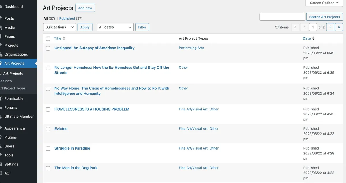 Customized WordPress dashboard with enhanced functionality